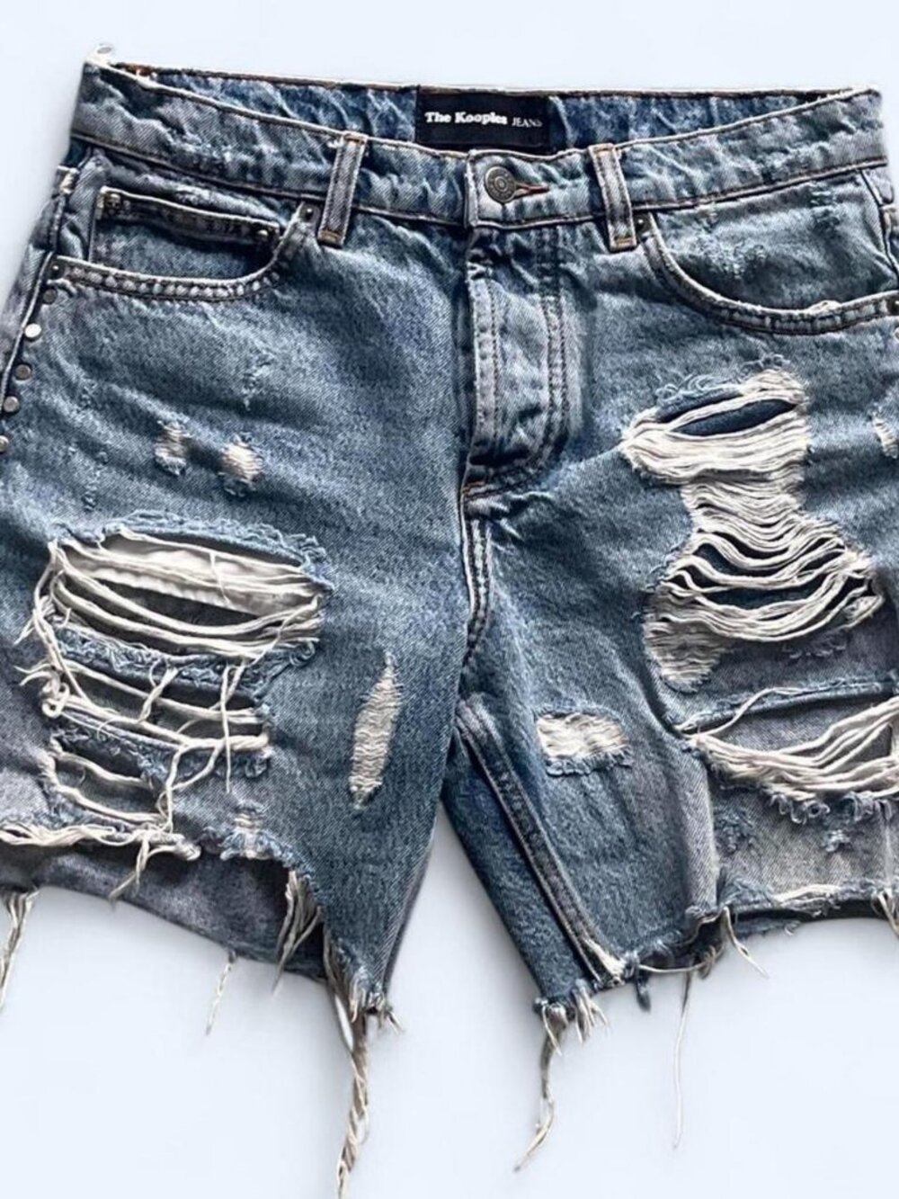 The Kooples distressed studded denim cutoff shorts. Size 1. Small